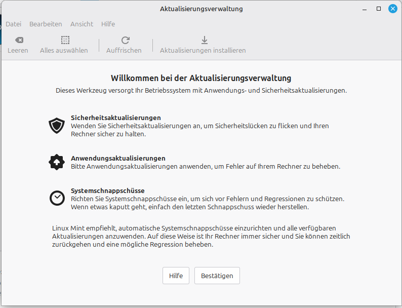 Ein Bild der Aktualisierungsverwaltung.