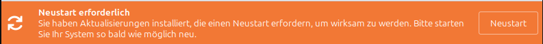 Ein Banner wo der Nutzer aufgefordert wird seinen PC neuzustarten.