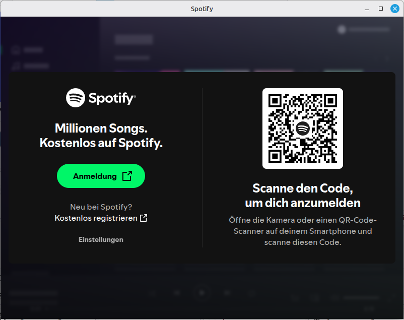 Ein Bild von der Spotify Desktop App